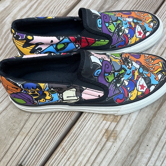 Converse Comic Graffiti Cartoon Graphic Slip On Shoes/Sneakers Size M4/W5.5 - Picture 7 of 12